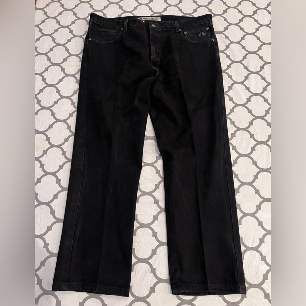Harley Davidson Men's Denim Jeans Black Size 40x30 Rare Motorcycle Biker Riding
